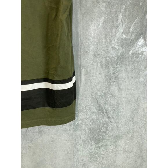 GUESS Men's Olive Green Striped Crewneck Short Sleeve T-Shirt SZ M - Picture 9 of 14